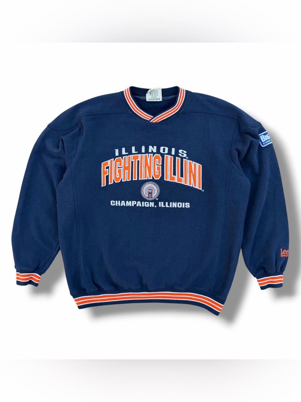 Vintage 90s Lee Sport University Of Illinois Fighting Illini Sweatshirt Large